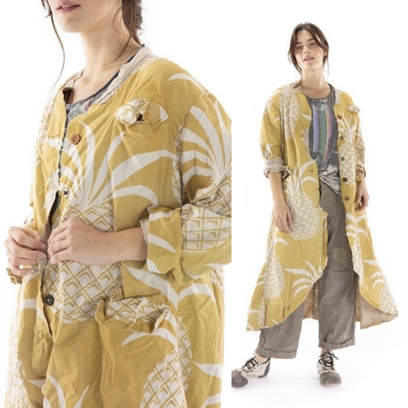 New Magnolia Pearl Emery Pineapple Coat Beverly OS trenchcoat artist smock surf - Picture 8 of 17